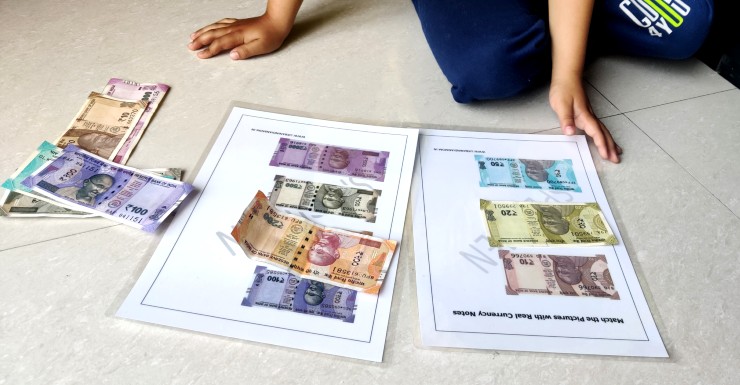 match currency notes to pictures