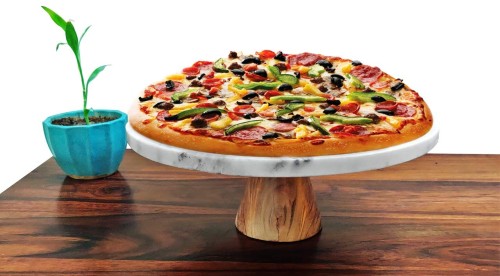 pizza on cake stand