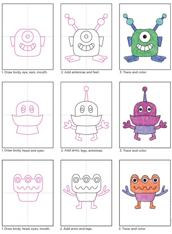 Simple Drawings for Kids alien 