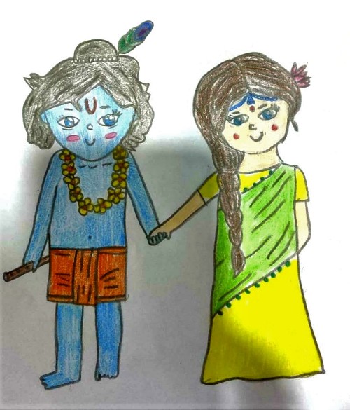 Simple Radha Krishna Drawing Ideas for Kids