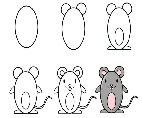 Easy Mouse Drawing for Kids Step by Step