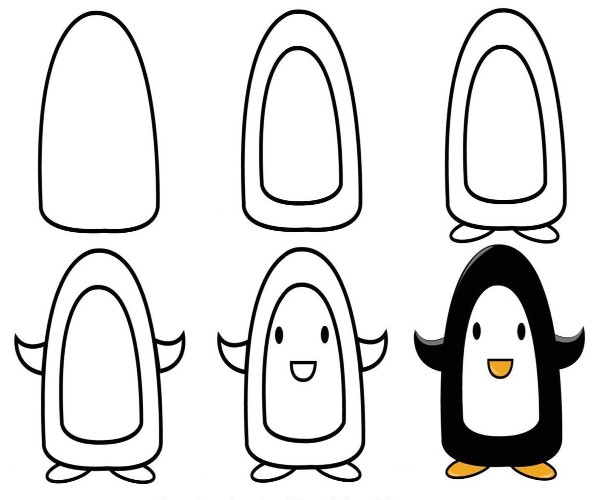 Easy Penguin Drawing for Kids Step by Step