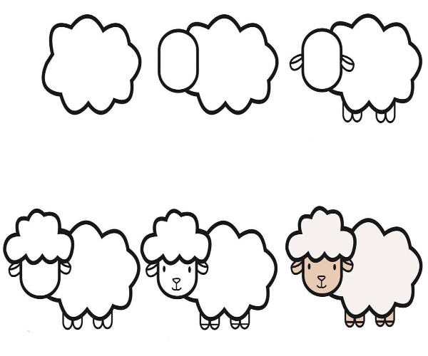 Easy Sheep Drawing for Kids Step by Step