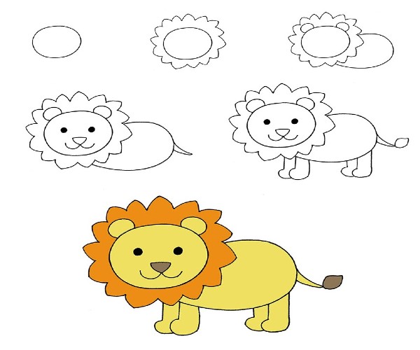 Easy Lion Drawing for Kids Step by Step