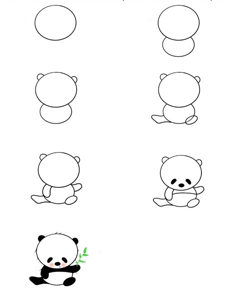 Panda cartoon Drawing for Kids Step by Step